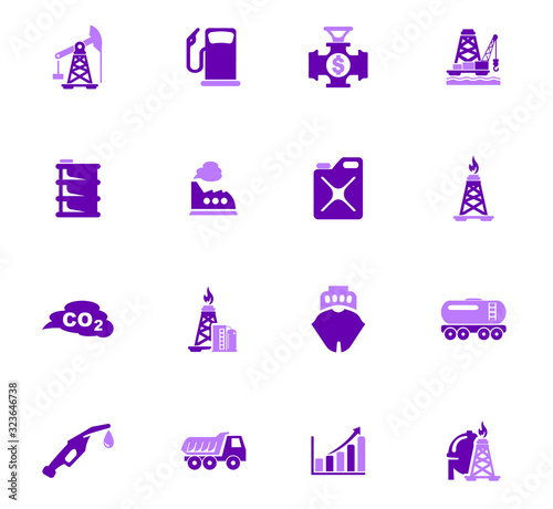 Extraction of oil icons set