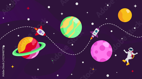 Flat outer space background illustration vector