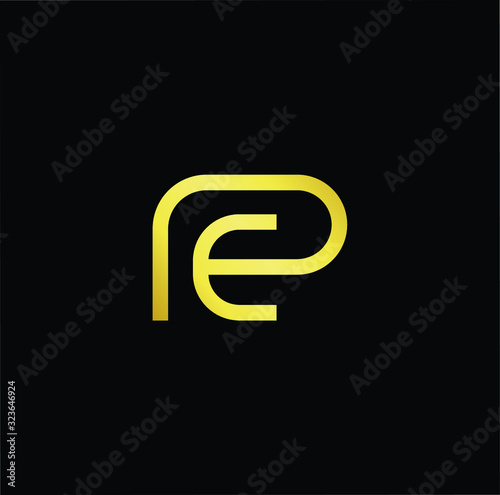 Outstanding professional elegant trendy awesome artistic black and gold color PC CP PE EP initial based Alphabet icon logo.