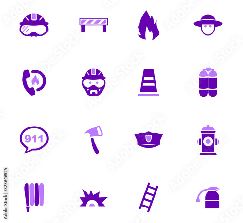 Fire brigade icons set