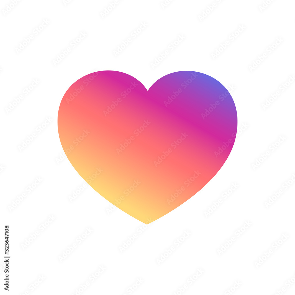 Instagram Like Icon, Colorful smooth color gradient background wallpaper, vector heart, love sign