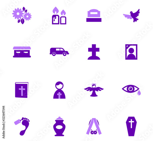 Funeral service icons set