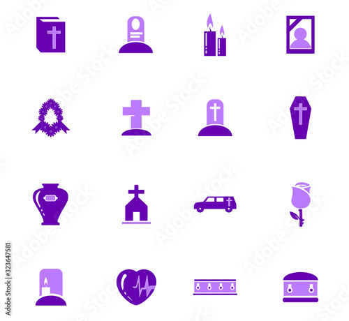 Funeral service icons set