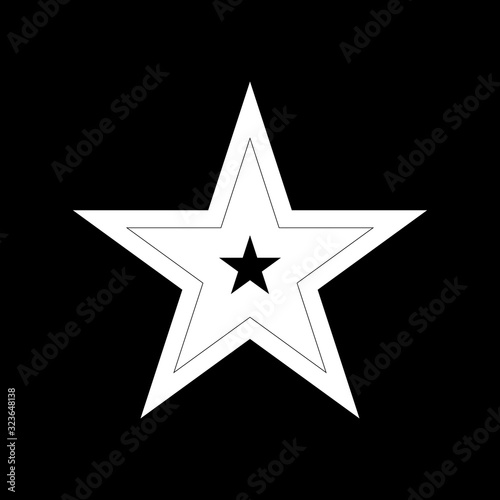 Star icon in a flat design. Black star icon on a white background. Vector illustration.