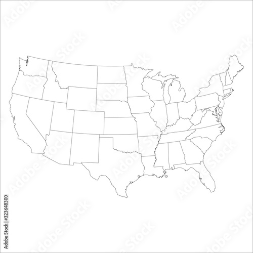 Blank similar usa map isolated on a white background. Vector template for website, design, cover, infographic.