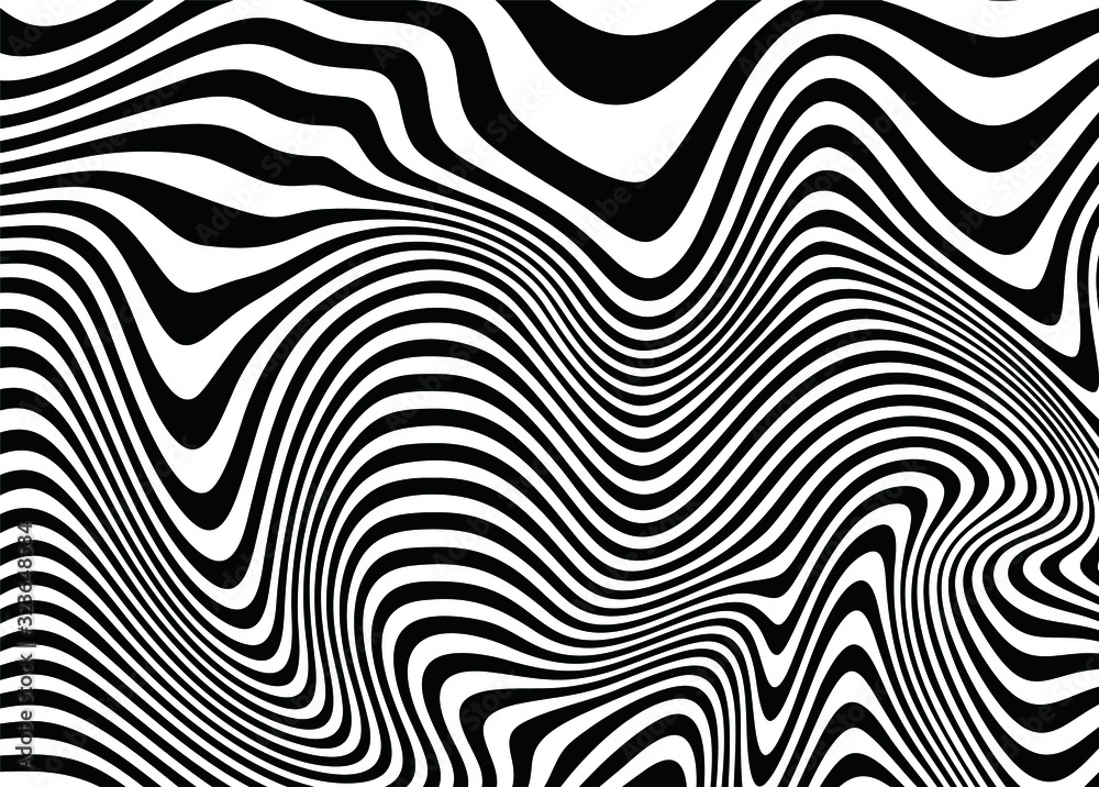 Black and white curved lines. business cards, banners, prints on clothes, wall decor, posters, canvases, websites, video clips. Modern vector background