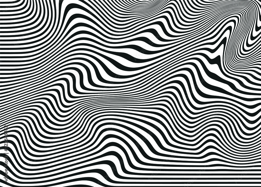 Black and white abstract waves of beautiful lines. For covers, business cards, banners, engravings on clothing, wall decorations, posters, canvases, sites. Modern Vector Illustration