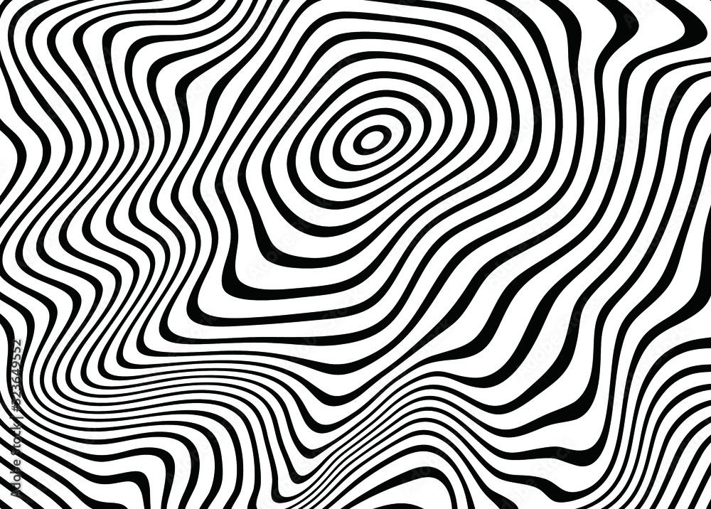 Modern geometric monochrome abstract pattern of curved lines. For covers, business cards, banners, engravings on clothing, wall decorations, posters, canvases, sites. Vector illustration