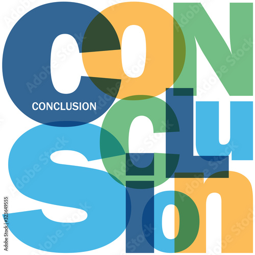 CONCLUSION colorful vector typography banner photo