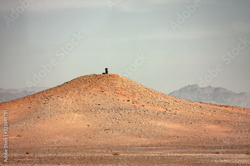 Panoramic view of the stony desert in Jordan.