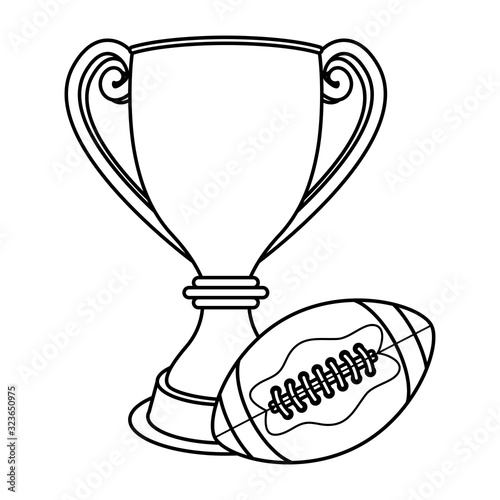 american football sport balloon with trophy cup