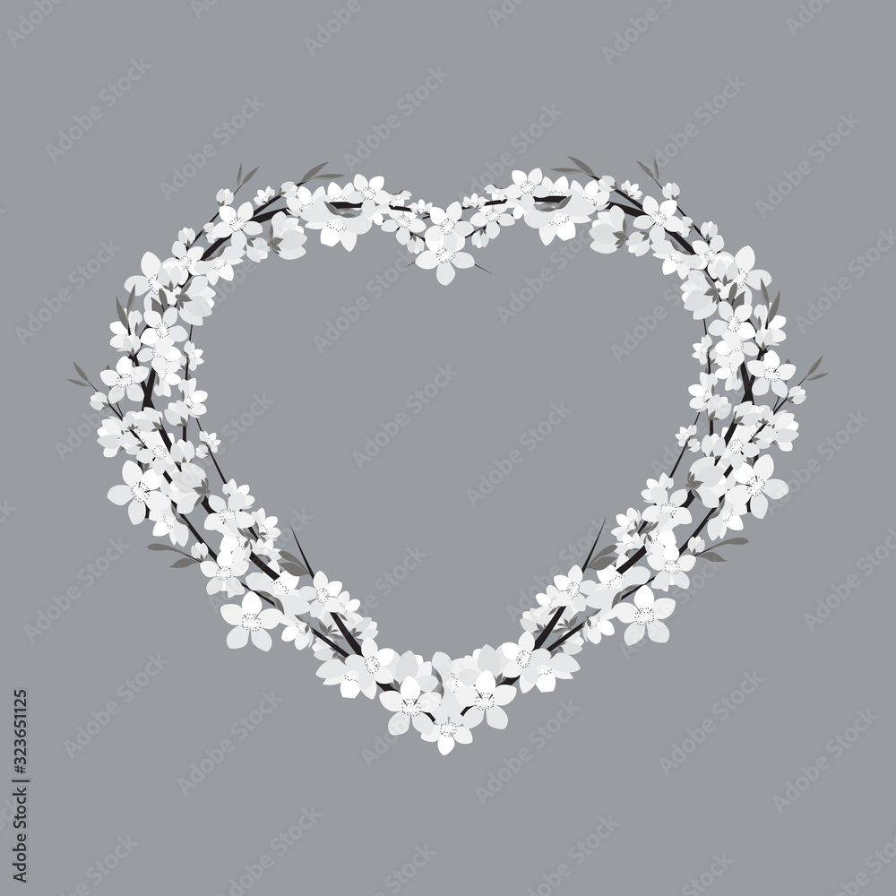 Vector illustration of a flower shaped heart. Floral decoration of invitation. Template Background Design, Valentines Day or Mother's Day Vector illustration of a flower shaped heart. Floral decoration of invitation. Template Background Design, Valentines Day or Mother's Day