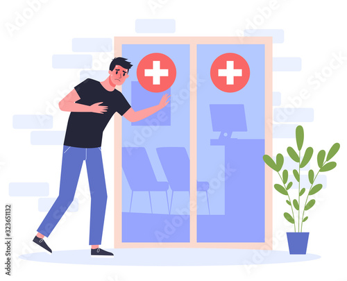 2019-nCoV symptoms. Infected man goes to hospital.