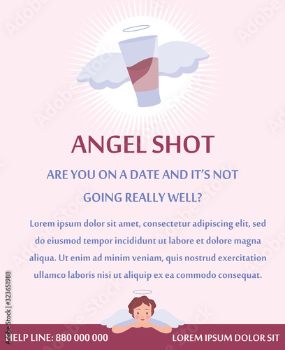 Sexual assault and harassment prevention banner for bar or club. Angel Shot