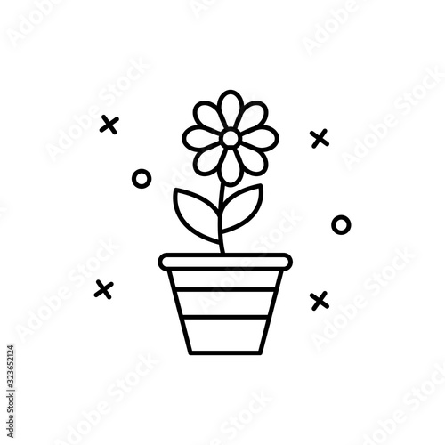 Fototapeta Naklejka Na Ścianę i Meble -  Flower, pot icon. Simple line, outline vector elements of women day icons for ui and ux, website or mobile application