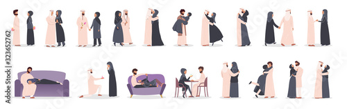 Couple on different activity set. Woman and man are in love