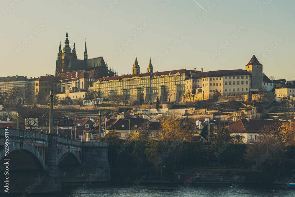 Fototapeta premium View towards castle and cathedral in Prague 