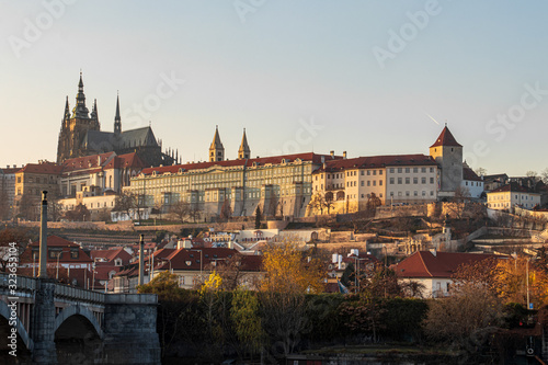 View towards Prague castle and cathedral