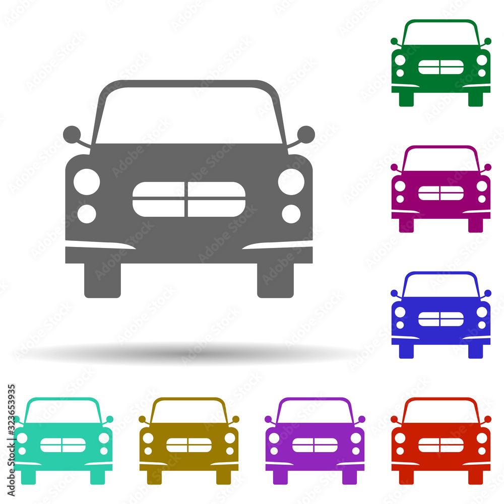 Front view automobile, car in multi color style icon. Simple glyph, flat vector of transport icons for ui and ux, website or mobile application Front view automobile, car in multi color style icon. Simple glyph, flat vector of transport icons for ui and ux, website or mobile application