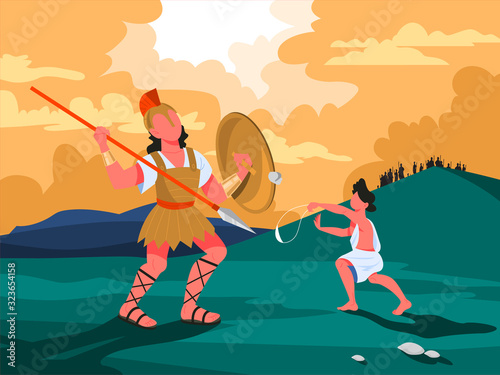 Bible narratives about David and Goliath. Christian bible character.
