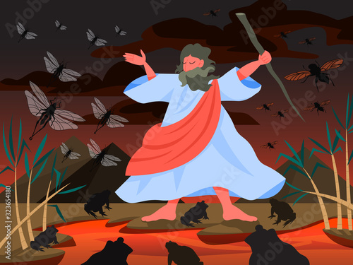 Bible narratives about Plagues of Egypt. Christian bible character.