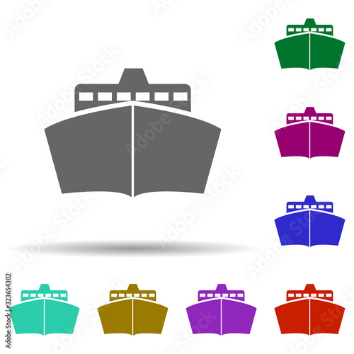 Stampa su tela Front view ship, transport in multi color style icon