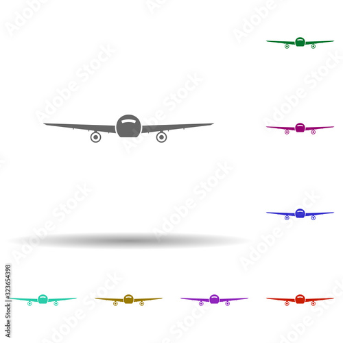 Front view transport, plane in multi color style icon. Simple glyph, flat vector of transport icons for ui and ux, website or mobile application