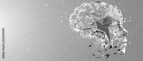 Abstract human brain. Artificial intelligence technology. Science background photo