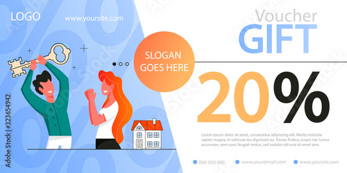 Real estate agency discount voucher. Idea of house for sale