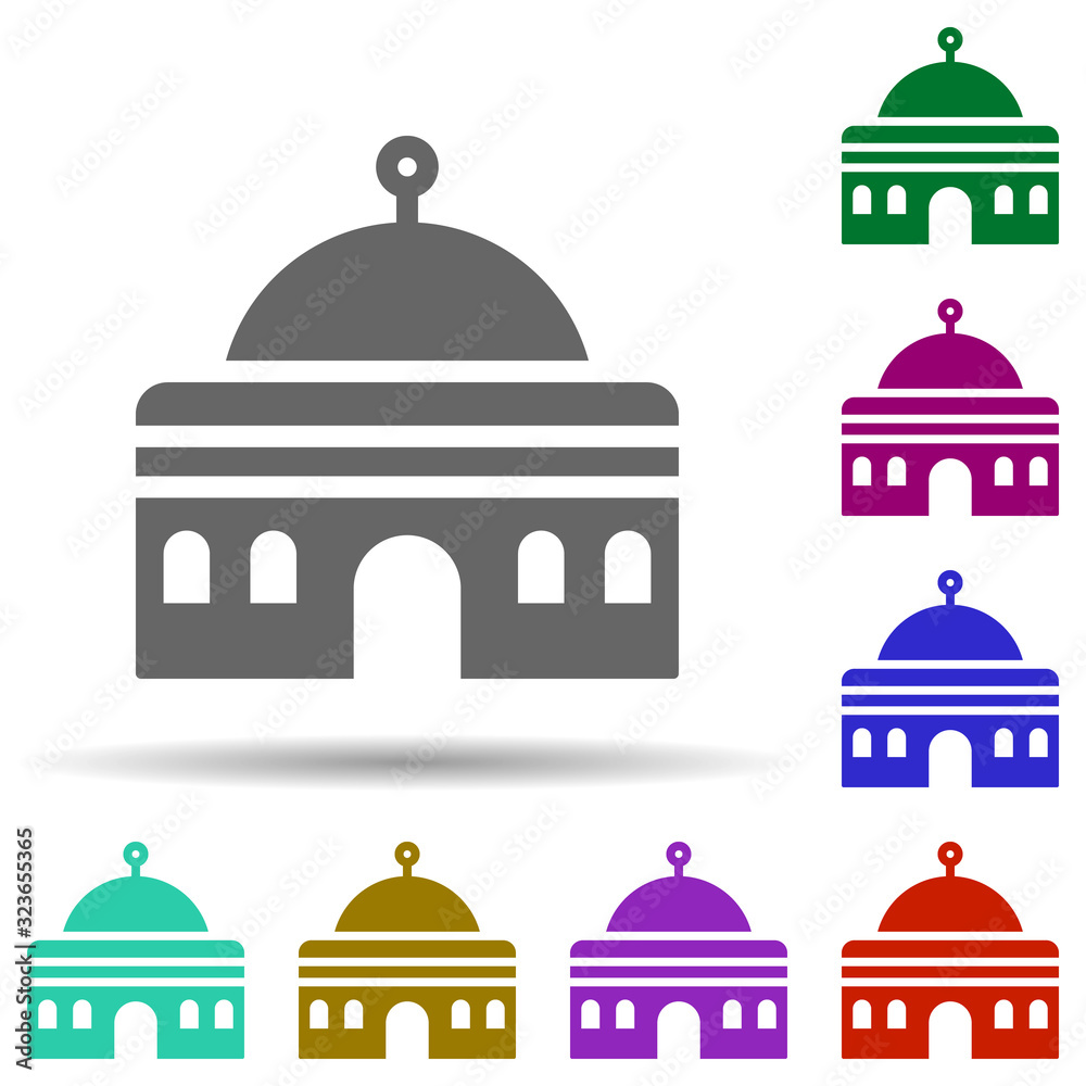 Mosque in multi color style icon. Simple glyph, flat vector of world religiosity icons for ui and ux, website or mobile application