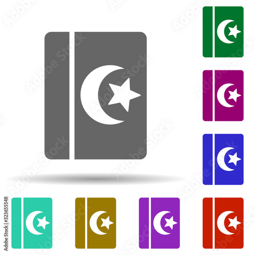 Koran in multi color style icon. Simple glyph, flat vector of world religiosity icons for ui and ux, website or mobile application
