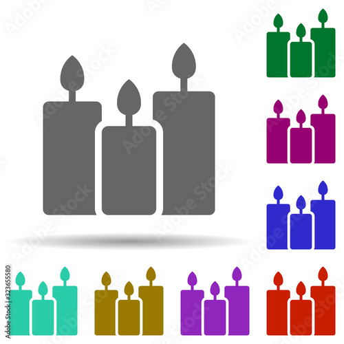 Candles in multi color style icon. Simple glyph, flat vector of world religiosity icons for ui and ux, website or mobile application