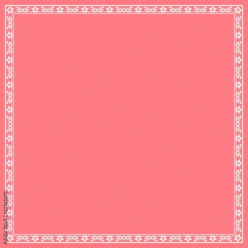 Decorative frame Elegant vector element for design in Eastern style, place for text. Floral pink border. Lace illustration for invitations and greeting cards