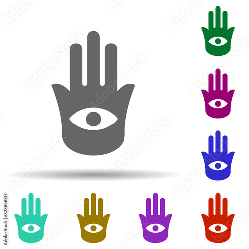 Hamsa in multi color style icon. Simple glyph, flat vector of world religiosity icons for ui and ux, website or mobile application