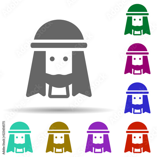 Muslim man in multi color style icon. Simple glyph, flat vector of world religiosity icons for ui and ux, website or mobile application