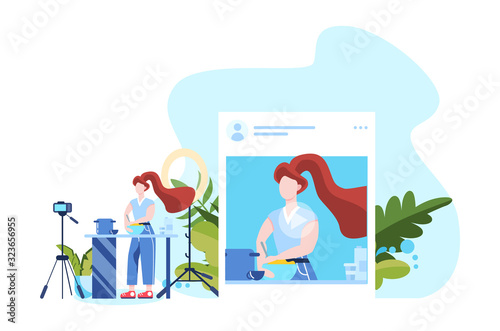 Vector illustratiion of Instagram blogging concept. Idea of creativity photo