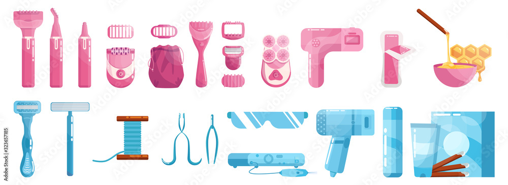 Hair removal tool set. Wax strips with soft wax Hair removal tool set. Wax strips with soft wax