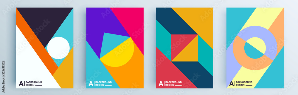 Modern abstract covers set, minimal covers design. Colorful geometric background, vector illustration.