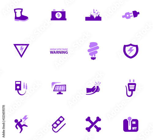 High voltage icons set