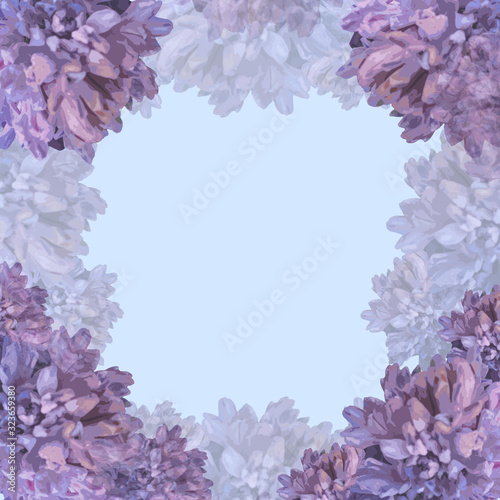 Beautiful pastel flowers decoration on purple background. Card mock up for wedding invitation  Mother Day greeting concept. Copyspace for text  image  ad. Trendy colors  inspiration  celebration.