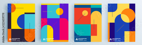 Modern abstract covers set, minimal covers design. Colorful geometric background, vector illustration.