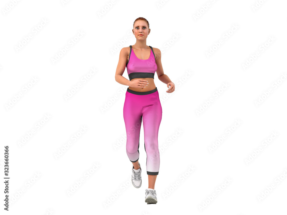 dayly fitness concept girl runs 3d render on white o shadow dayly fitness concept girl runs 3d render on white o shadow