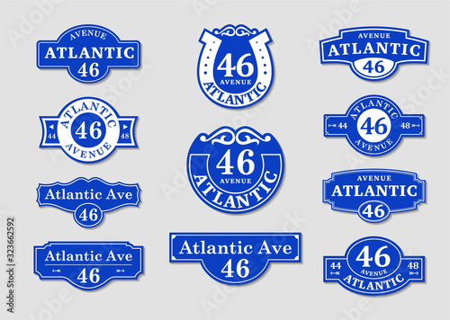 House rooms. VECTOR boards for a sign. Street house plate blue.