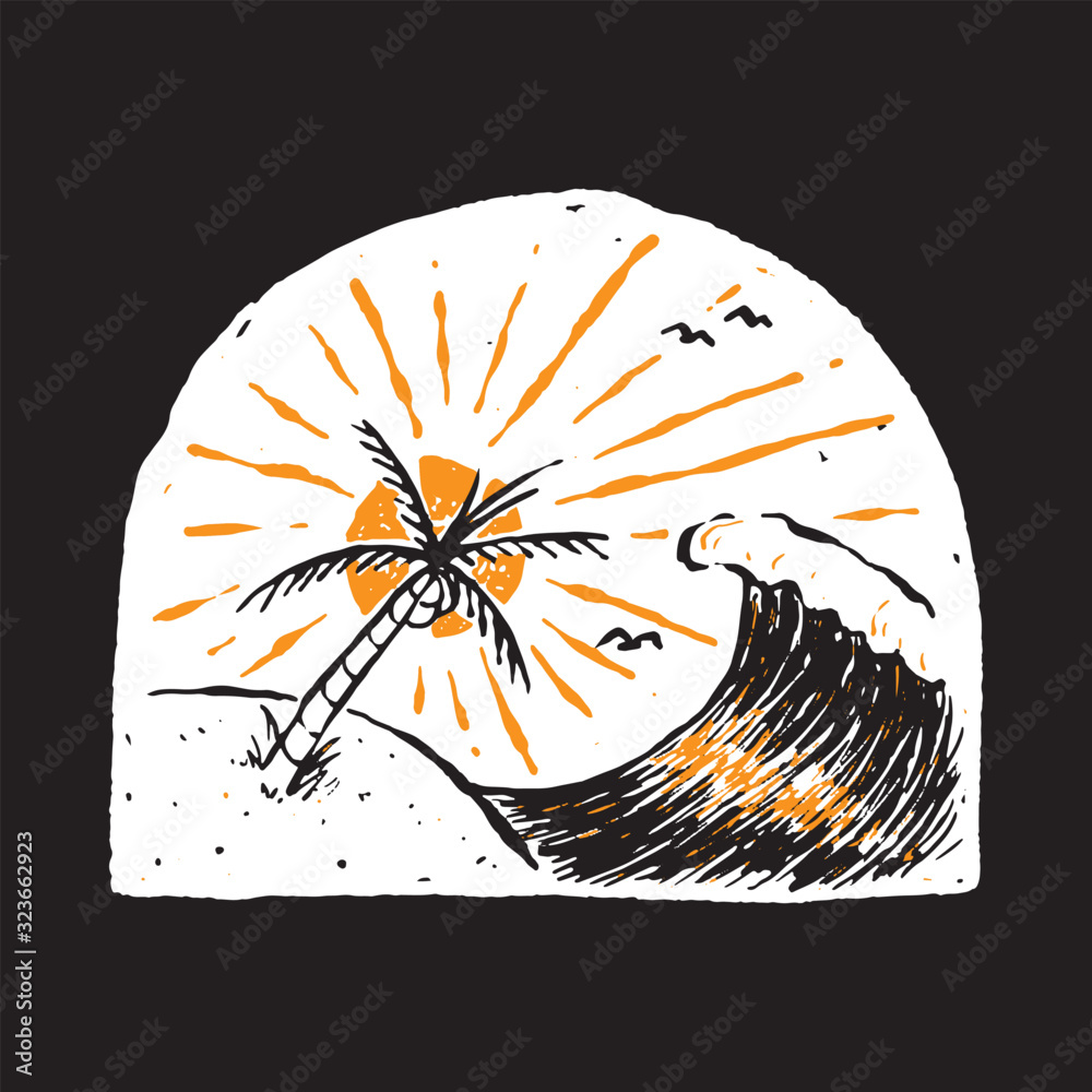 Obraz premium Camp Hike Nature Wild Line Graphic Illustration Vector Art T-shirt Design