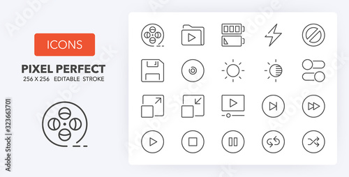 Photos user interface 4 line icons 256 x 256