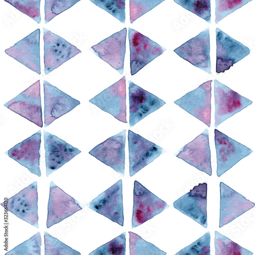 Vector watercolor rhombus trinagles tile seamless pattern background photo
