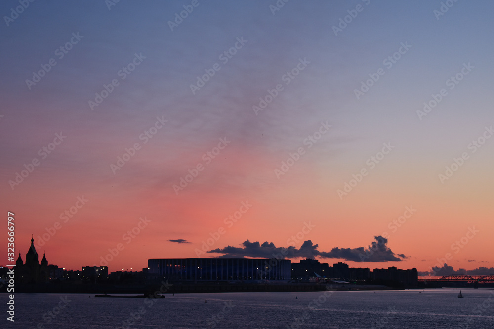 Sunset on the Volga river. Nizhny Novgorod. Russia