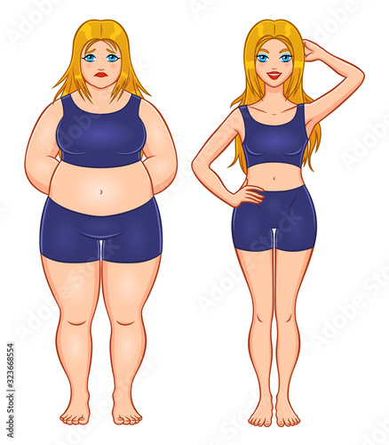 Slim and fat woman