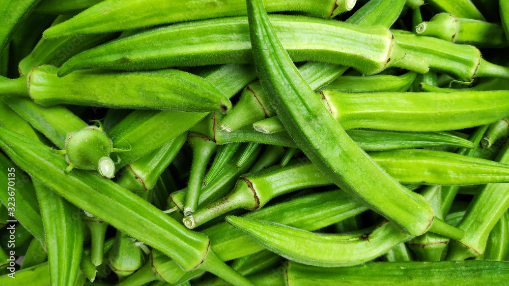 Fresh okra for cooking