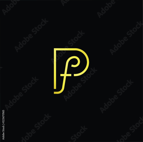 Outstanding professional elegant trendy awesome artistic black and white color PF FP initial based Alphabet icon logo.